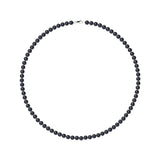 Collana di perle coltivate rotonde 5-6 mm Nera Tahiti - Argento