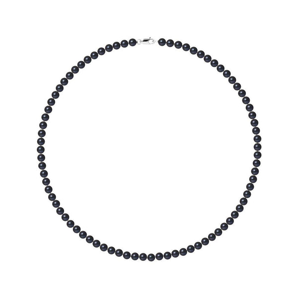 Collana di perle coltivate rotonde 5-6 mm Nera Tahiti - Argento