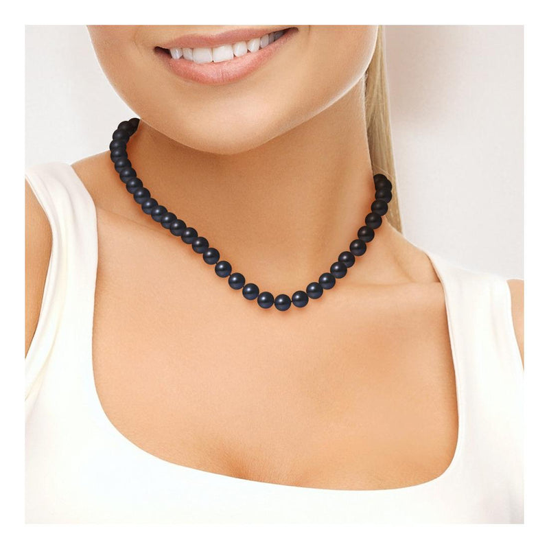 Collana - Perla d'acqua dolce - Semitonda 9-10 mm Nera Tahiti - Gioielli da donna