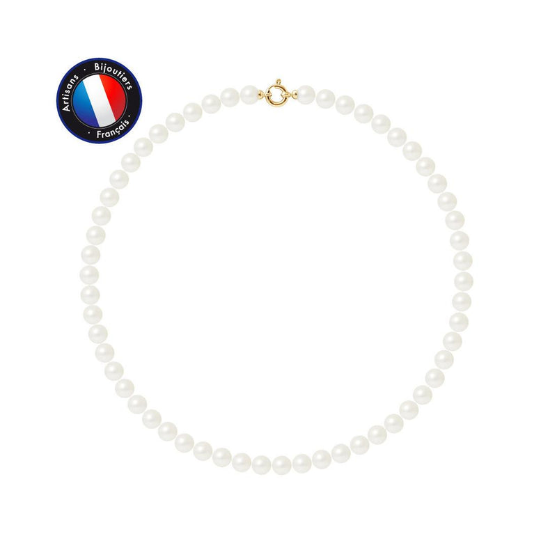 Collana - Perle coltivate d'acqua dolce - Diametro 8-9 mm Bianco - Gioielli da donna - Oro bianco