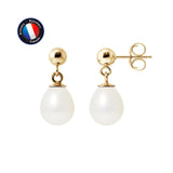 Orecchini - Perle coltivate d'acqua dolce - Diametro 7-8 mm Bianco - Gioielli da donna - Oro giallo