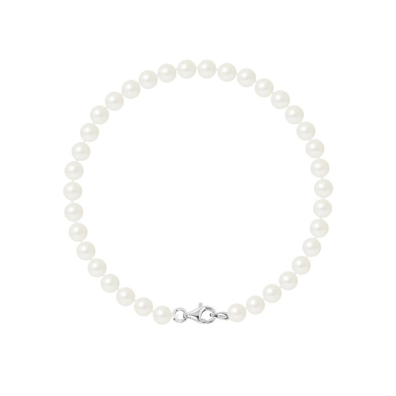 Bracciale con perle coltivate rotonde 5-6 mm bianco naturale - Gioielli da donna