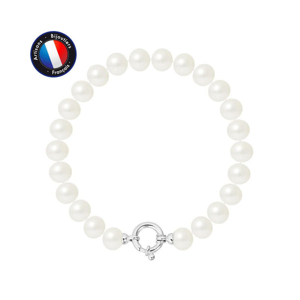 Bracciale - Perle coltivate d'acqua dolce - Semitonde 8-9 mm Bianco naturale - Gioielli da donna - Argento 925 millesimi