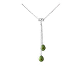 Collana Toi &amp; Moi 2 Perle Coltivate 7-8 mm Verde-Argento intenso