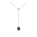 Collana cravatta - Perla coltivata 9-10 mm Nera Tahiti - Argento