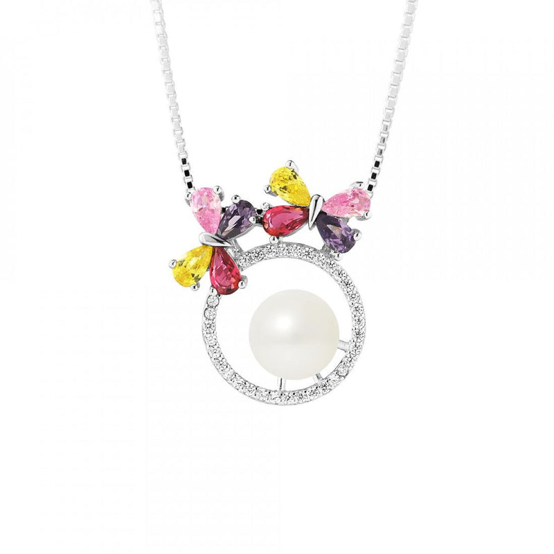 Collana Fiori - Perla coltivata 9-10 mm Bianca - Argento