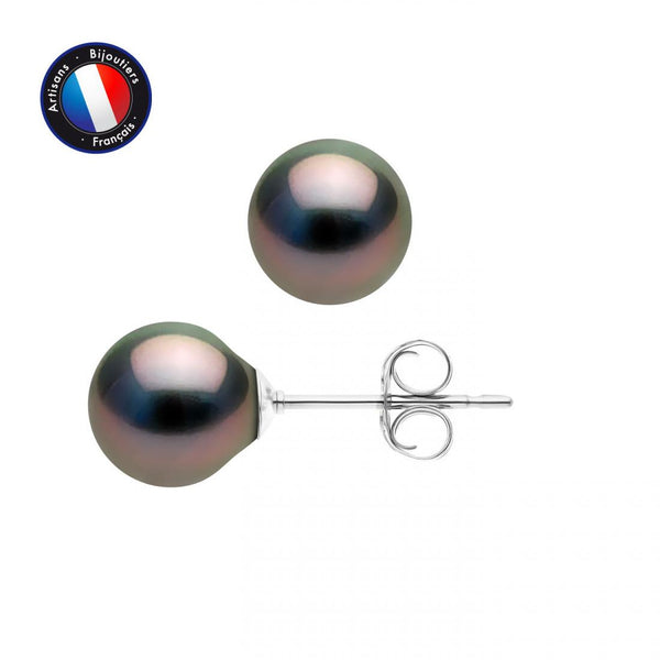 Orecchini - Perle di Tahiti - Diametro ovale 8-9 mm - Argento sterling 925