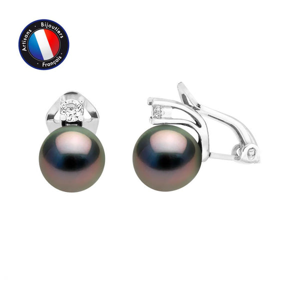 Orecchini -Perle di Tahiti- Diametro Ovale 8-9 mm- Argento