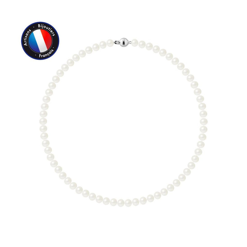 Collana - Perla d'acqua dolce - Semitonda 6-7 mm Bianco naturale - Gioielli da donna