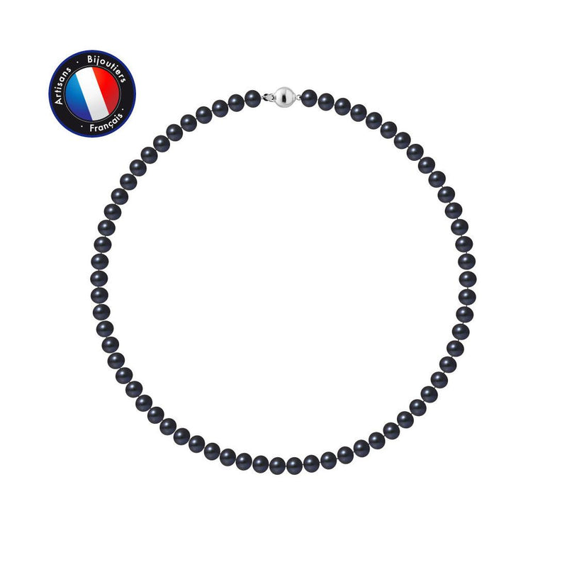 Collana - Perla d'acqua dolce - Semitonda 6-7 mm Nera Tahiti - Gioielli da donna