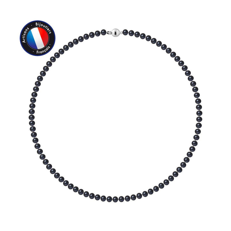 Collana - Perla d'acqua dolce - Semitonda 5-6 mm Nera Tahiti - Gioielli da donna