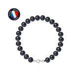 Bracciale - Perle coltivate d'acqua dolce - Semirotonde 7-8 mm Nero Tahiti - Argento