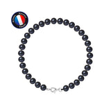 Bracciale - Perle coltivate d'acqua dolce - Semirotonde 6-7 mm Nero Tahiti-Argento