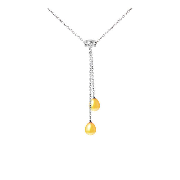 Collana Toi &amp; Moi 2 Perle Coltivate 7-8 mm Oro-Argento