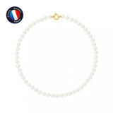 Collana - Perle coltivate rotonde 7-8 mm Bianco-Oro giallo