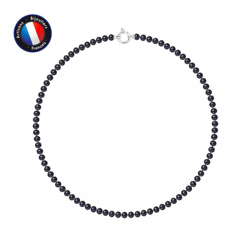 Collana - Perla d'acqua dolce - Semitonda 5-6 mm Nera Tahiti - Gioielli da donna