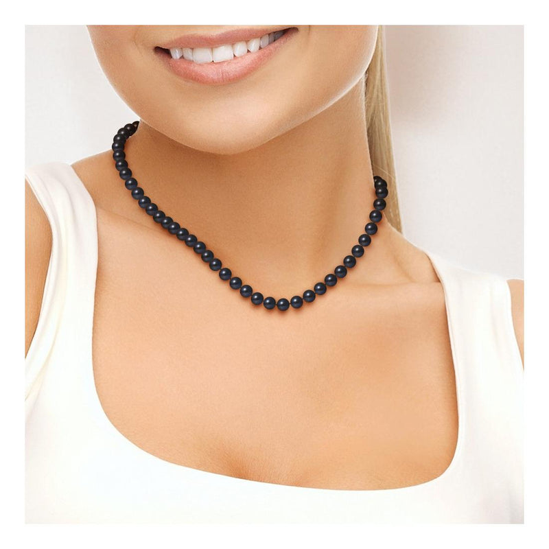 Collana - Perla d'acqua dolce - Semitonda 7-8 mm Nera Tahiti - Gioielli da donna