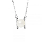 Collana 2C- Perla coltivata- Rotonda 7-8 mm- Bianco- Argento