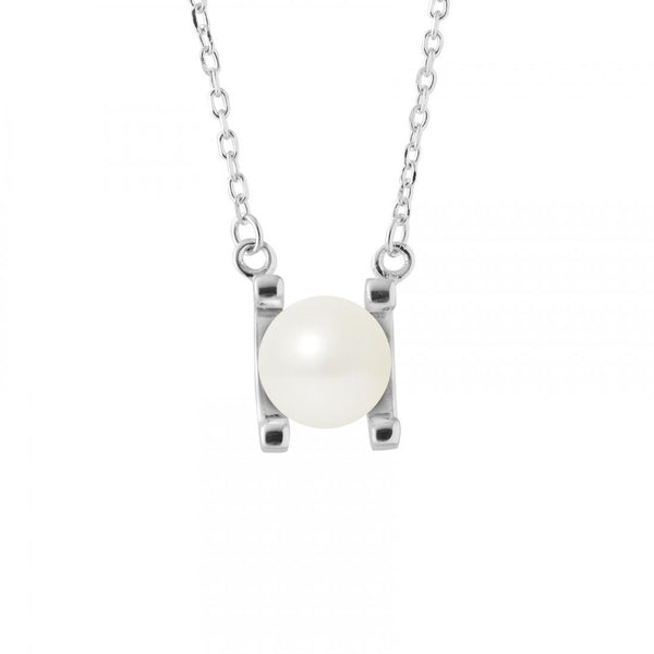 Collana 2C- Perla coltivata- Rotonda 7-8 mm- Bianco- Argento