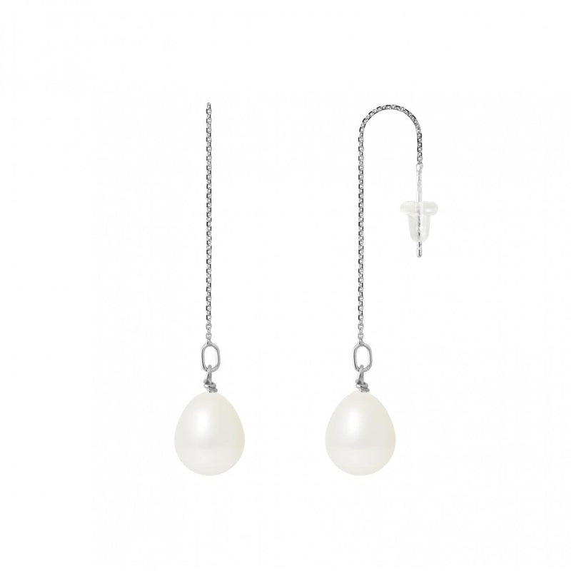 Orecchini - Perle coltivate a pera 8-9 mm Bianche - Oro bianco