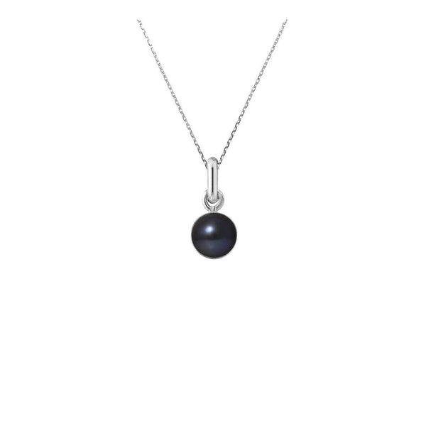 Collana - Perla coltivata - Diametro 6-7 mm Nera Tahiti - Argento