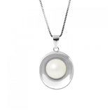 Collana di perle d'acqua dolce coltivate in argento lunare - Diametro 9-10 mm