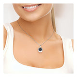 Collana in argento Moon Perla coltivata d'acqua dolce nera di Tahiti - Diametro 9-10 mm