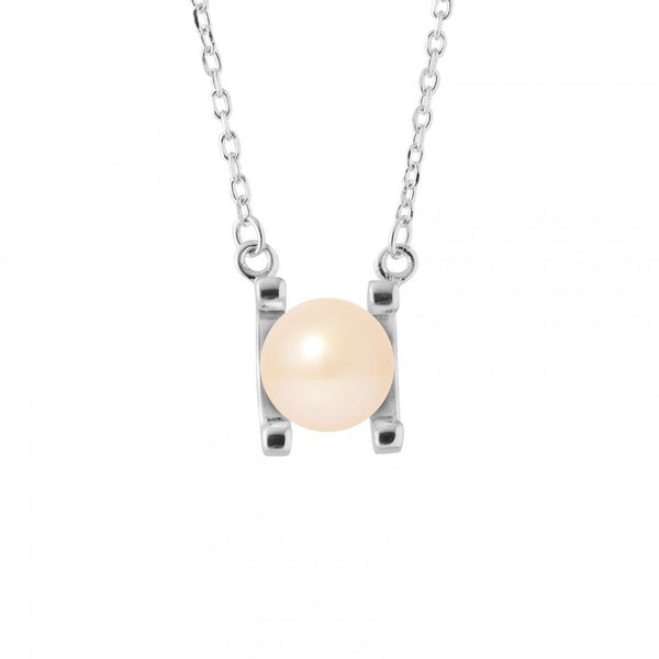 Collana in argento 2K con perle d'acqua dolce coltivate rosa rotonde 7-8 mm