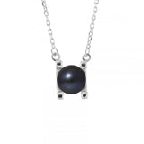 Collana di perle coltivate d'acqua dolce d'acqua dolce di Tahiti nera in argento 2C