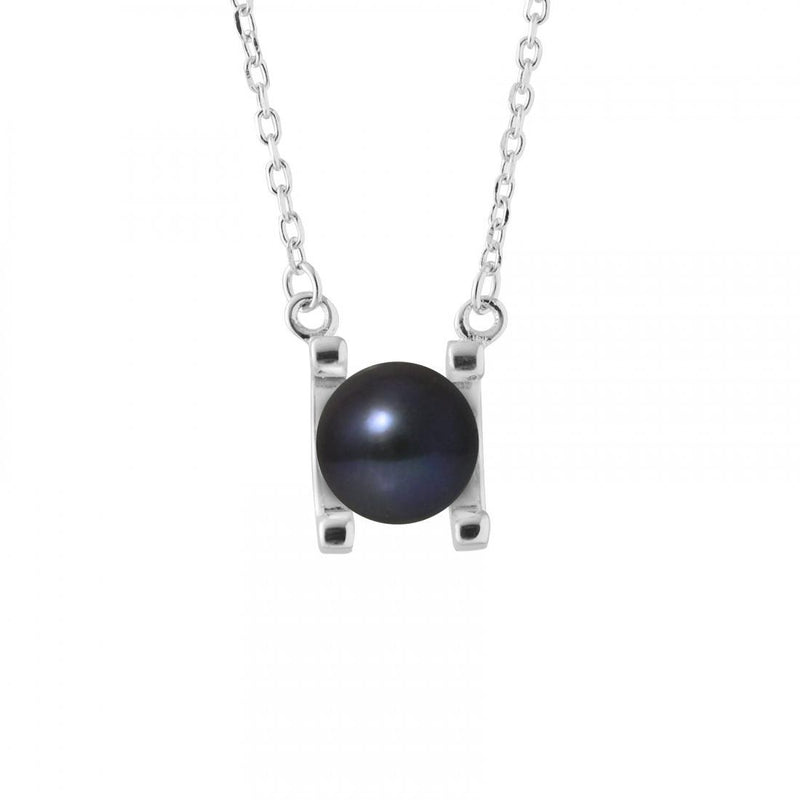 Collana di perle coltivate d'acqua dolce d'acqua dolce di Tahiti nera in argento 2C