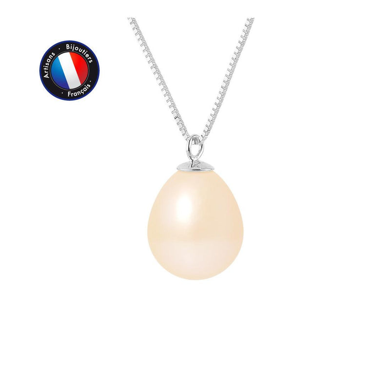 Collana di perle coltivate in oro bianco - Diametro 9-10 mm Rosa