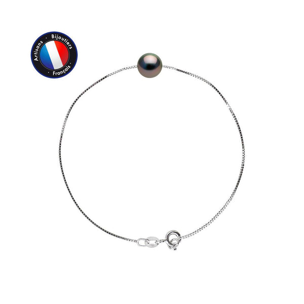 Bracciale - Perla coltivata di Tahiti - Rotonda 9-10 mm - Argento 925 millesimi