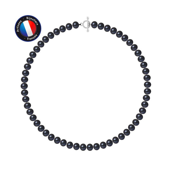 Collana - Perla d'acqua dolce - Semitonda 8-9 mm Nera Tahiti