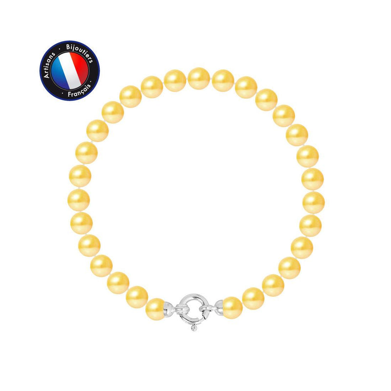 Bracciale - Perle Coltivate Rotonde 6-7 mm Oro - Oro Giallo