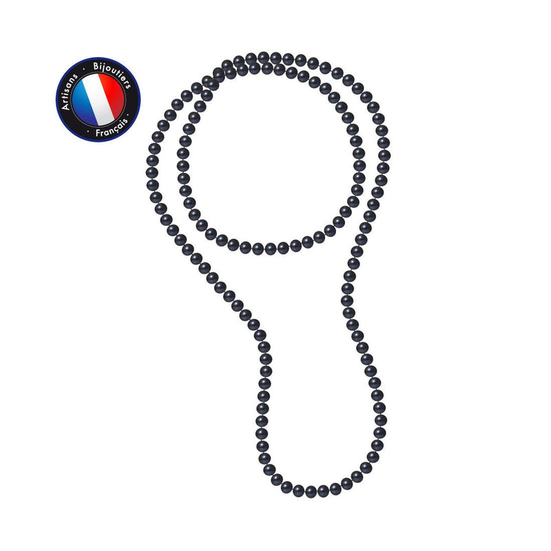 Collana lunga - Perla coltivata d'acqua dolce - Barocca 9-10 mm Nera Tahiti