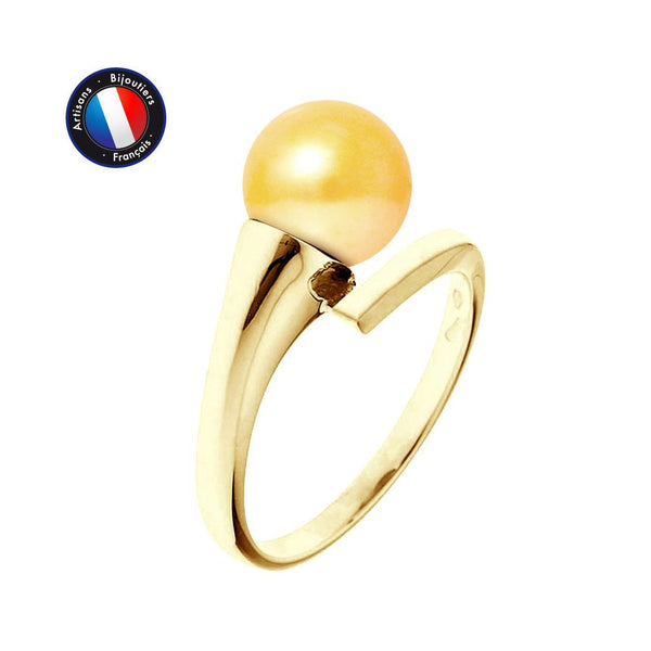 Anello- Perle coltivate d'acqua dolce- Diametro rotondo 8-9 mm Oro- Misura 48 (EU)- Oro giallo