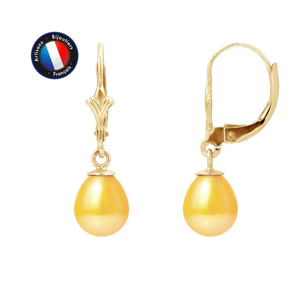 Orecchini - Perle coltivate d'acqua dolce - Diametro 7-8 mm Oro - Oro giallo