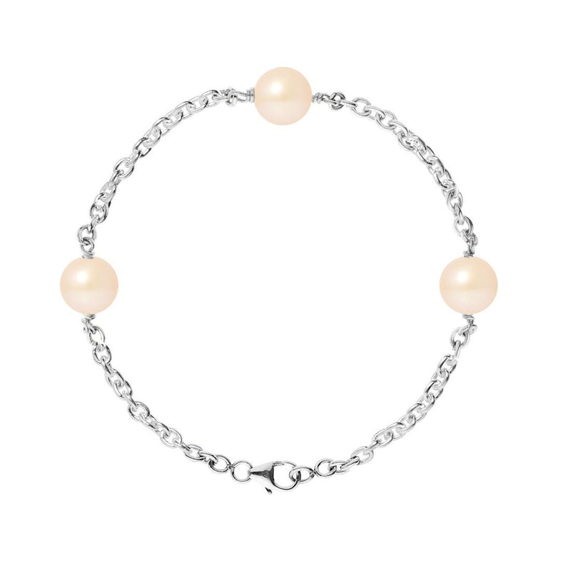 Bracciale - Perle coltivate d'acqua dolce rosa 9-10 mm