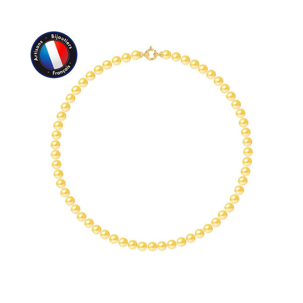 Collana - Perle coltivate d'acqua dolce rotonde 6-7 mm Oro - Oro giallo