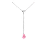 Collana cravatta - Perla coltivata d'acqua dolce - Diametro 9-10 mm Rosa fucsia - Argento sterling 925