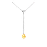 Collana cravatta - Perla coltivata d'acqua dolce - Diametro 9-10 mm Oro - Argento sterling 925