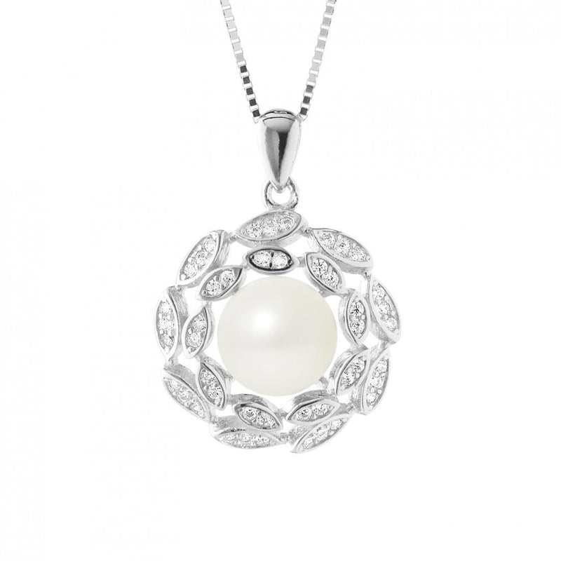 Collana Corolle - Bottone di perla coltivata d'acqua dolce 8-9 mm Bianca - Argento sterling 925