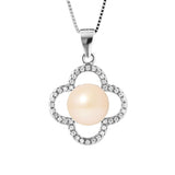 Collana trifoglio - Perla coltivata d'acqua dolce - Diametro 9-10 mm - Rosa - Argento sterling 925