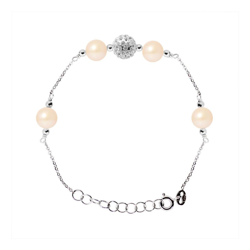 Bracciale con 4 perle coltivate d'acqua dolce - Diametro 6-7 mm Rosa - Argento sterling 925