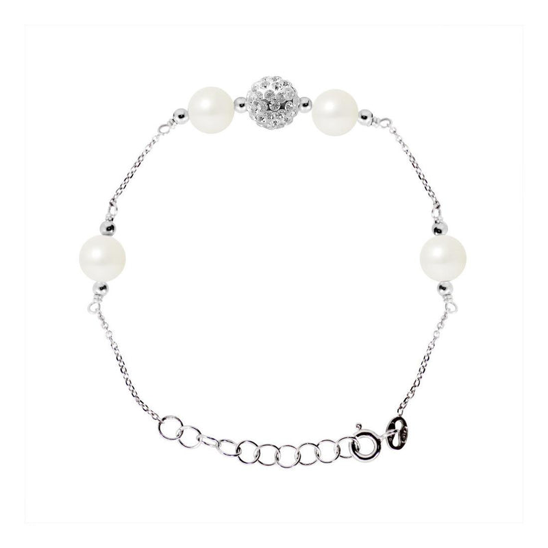 Bracciale con 4 perle coltivate d'acqua dolce - Diametro 6-7 mm Bianco - Argento 925 millesimi ÿ