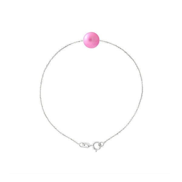 Bracciale - Perla coltivata d'acqua dolce - Diametro 8-9 mm Rosa fucsia - Argento sterling 925