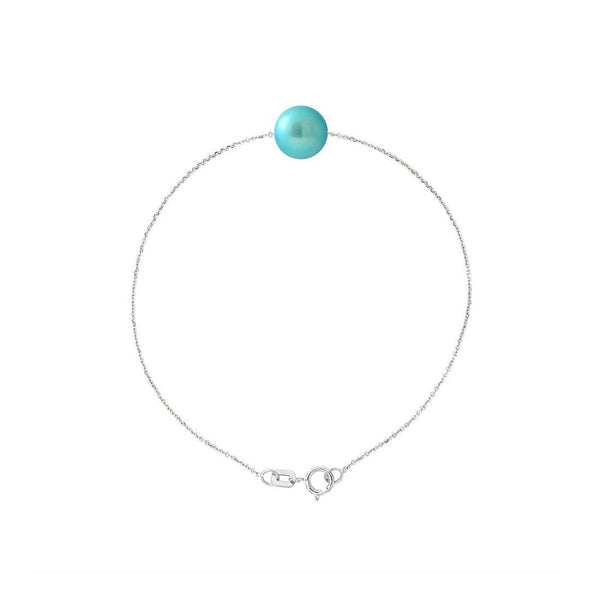 Bracciale - Perla coltivata d'acqua dolce - Diametro 8-9 mm Blu turchese - Argento sterling 925