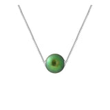 Collana - Perla coltivata d'acqua dolce - Diametro 9-10 mm Verde intenso - Argento sterling 925