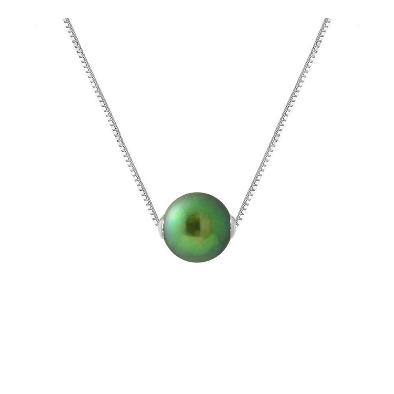 Collana - Perla coltivata d'acqua dolce - Diametro 9-10 mm Verde intenso - Argento sterling 925