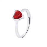 Anello regolabile con motivo "CUORE" in cristallo rosso